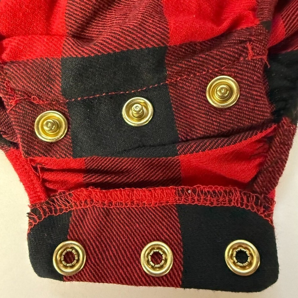Tommy Bahama Baby Long Sleeve Flannel Bodysuit - 24Mo - Red/Black Plaid - Picture 7 of 9